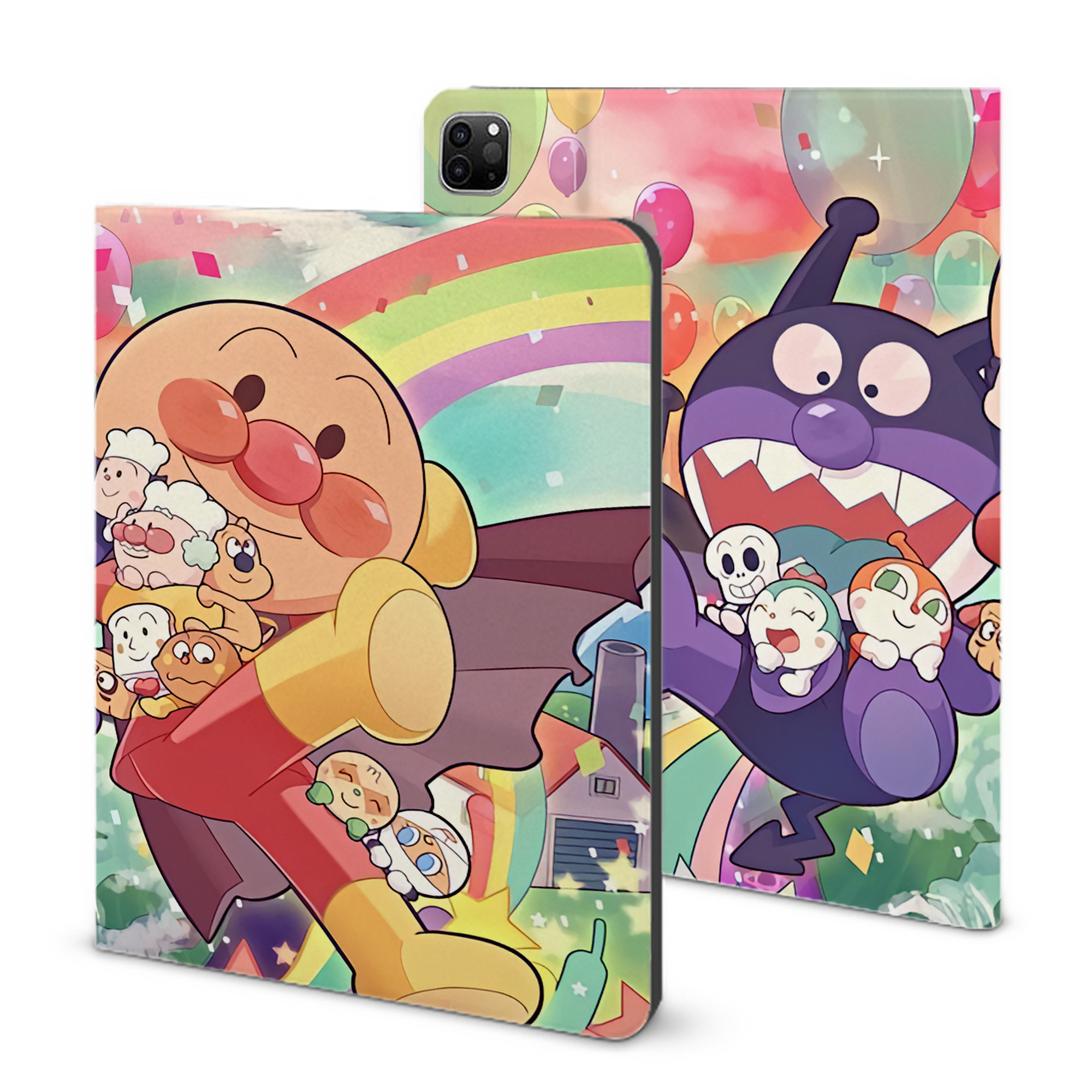 （画像用） アンパンマン Anpanman IPad ケース ブック型 PUレザー TPU 耐衝撃 軽量 薄型 ペン収納なし 全面保護 IPad 各モデル対応